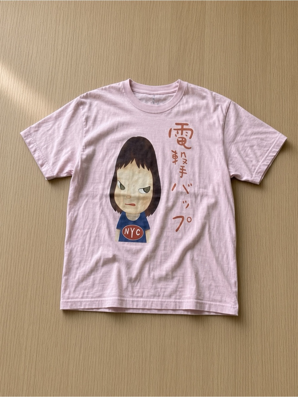 Gildan Pink Short-Sleeve Tee with NYC Character Graphic